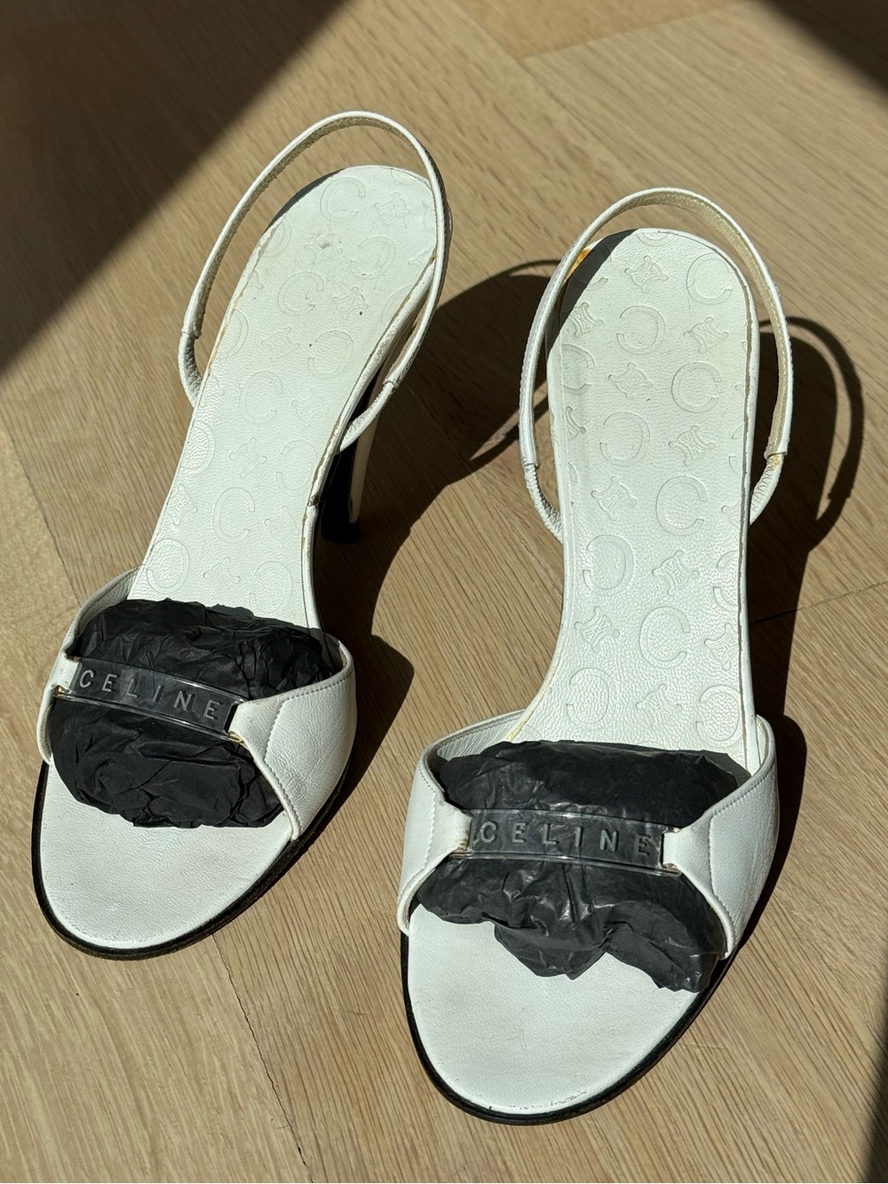 Celine by Phoebe Philo White Leather Slingback Sandals